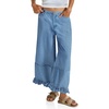 image:imageCicy Bell Womens Ruffle Wide Leg Jeans Cropped Elastic High Waisted Baggy Denim Pants with PocketsSky Blue