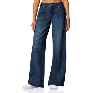 image:imageCicy Bell Womens Wide Leg Jeans High Waisted Baggy Stretchy Front Seam Denim Pants with PocketsNavy Blue