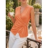 image:imageCicy Bell Summer V Neck Wrap Tank Tops for Women Casual Dressy Ruched Vest Tops Slim Fit Work Metal Buckle Sleeveless ShirtsGrayish Orange