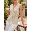image:imageCicy Bell Summer V Neck Wrap Tank Tops for Women Casual Dressy Ruched Vest Tops Slim Fit Work Metal Buckle Sleeveless ShirtsKhaki