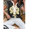 image:imageCicy Bell Womens Ruffle Color Block Blouses Summer Casual V Neck Floral Print Tank Tops Pleated Loose Fit ShirtsBlack