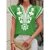 image:imageCicy Bell Womens Ruffle Color Block Blouses Summer Casual V Neck Floral Print Tank Tops Pleated Loose Fit ShirtsCute Green