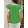 image:imageCicy Bell Womens Ruffle Color Block Blouses Summer Casual V Neck Floral Print Tank Tops Pleated Loose Fit ShirtsCute Green