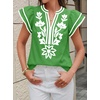 image:imageCicy Bell Womens Ruffle Color Block Blouses Summer Casual V Neck Floral Print Tank Tops Pleated Loose Fit ShirtsCute Green
