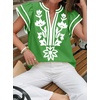 image:imageCicy Bell Womens Ruffle Color Block Blouses Summer Casual V Neck Floral Print Tank Tops Pleated Loose Fit ShirtsCute Green