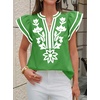 image:imageCicy Bell Womens Ruffle Color Block Blouses Summer Casual V Neck Floral Print Tank Tops Pleated Loose Fit ShirtsCute Green