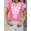 image:imageCicy Bell Womens Ruffle Color Block Blouses Summer Casual V Neck Floral Print Tank Tops Pleated Loose Fit ShirtsCute Pink