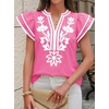 image:imageCicy Bell Womens Ruffle Color Block Blouses Summer Casual V Neck Floral Print Tank Tops Pleated Loose Fit ShirtsCute Pink