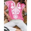 image:imageCicy Bell Womens Ruffle Color Block Blouses Summer Casual V Neck Floral Print Tank Tops Pleated Loose Fit ShirtsCute Pink