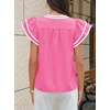 image:imageCicy Bell Womens Ruffle Color Block Blouses Summer Casual V Neck Floral Print Tank Tops Pleated Loose Fit ShirtsCute Pink
