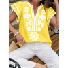 image:imageCicy Bell Womens Ruffle Color Block Blouses Summer Casual V Neck Floral Print Tank Tops Pleated Loose Fit ShirtsCute Yellow