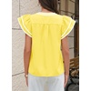image:imageCicy Bell Womens Ruffle Color Block Blouses Summer Casual V Neck Floral Print Tank Tops Pleated Loose Fit ShirtsCute Yellow