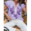 image:imageCicy Bell Womens Ruffle Color Block Blouses Summer Casual V Neck Floral Print Tank Tops Pleated Loose Fit ShirtsPale Purple