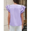 image:imageCicy Bell Womens Ruffle Color Block Blouses Summer Casual V Neck Floral Print Tank Tops Pleated Loose Fit ShirtsPale Purple