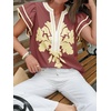 image:imageCicy Bell Womens Ruffle Color Block Blouses Summer Casual V Neck Floral Print Tank Tops Pleated Loose Fit ShirtsWine Red