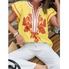 image:imageCicy Bell Womens Ruffle Color Block Blouses Summer Casual V Neck Floral Print Tank Tops Pleated Loose Fit ShirtsYellow
