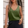 image:imageCicy Bell Womens Silk Satin Tank Tops V Neck Dressy Casual Camisole Blouses Summer Corporate OutfitsArmy Green