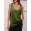 image:imageCicy Bell Womens Silk Satin Tank Tops V Neck Dressy Casual Camisole Blouses Summer Corporate OutfitsArmy Green