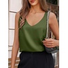 image:imageCicy Bell Womens Silk Satin Tank Tops V Neck Dressy Casual Camisole Blouses Summer Corporate OutfitsArmy Green