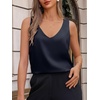 image:imageCicy Bell Womens Silk Satin Tank Tops V Neck Dressy Casual Camisole Blouses Summer Corporate OutfitsNavy