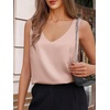 image:imageCicy Bell Womens Silk Satin Tank Tops V Neck Dressy Casual Camisole Blouses Summer Corporate OutfitsPink