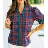 image:imageCicy Bell Womens Summer Floral Print Tops Casual Puff Short Sleeve Ruffle V Neck Button Down Shirts Patchwork Boho BlousesDark Blue