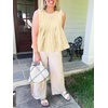 image:imageCicy Bell Womens Summer Peplum Tops Casual Babydoll Sleeveless Cotton Tank Tops Flowy Pleated ShirtsBeige