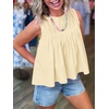 image:imageCicy Bell Womens Summer Peplum Tops Casual Babydoll Sleeveless Cotton Tank Tops Flowy Pleated ShirtsBeige