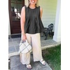 image:imageCicy Bell Womens Summer Peplum Tops Casual Babydoll Sleeveless Cotton Tank Tops Flowy Pleated ShirtsBlack