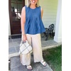 image:imageCicy Bell Womens Summer Peplum Tops Casual Babydoll Sleeveless Cotton Tank Tops Flowy Pleated ShirtsBlue