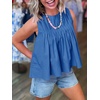 image:imageCicy Bell Womens Summer Peplum Tops Casual Babydoll Sleeveless Cotton Tank Tops Flowy Pleated ShirtsBlue