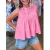 image:imageCicy Bell Womens Summer Peplum Tops Casual Babydoll Sleeveless Cotton Tank Tops Flowy Pleated ShirtsBright Pink