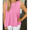 image:imageCicy Bell Womens Summer Peplum Tops Casual Babydoll Sleeveless Cotton Tank Tops Flowy Pleated ShirtsBright Pink