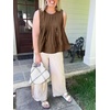 image:imageCicy Bell Womens Summer Peplum Tops Casual Babydoll Sleeveless Cotton Tank Tops Flowy Pleated ShirtsCoffee