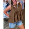 image:imageCicy Bell Womens Summer Peplum Tops Casual Babydoll Sleeveless Cotton Tank Tops Flowy Pleated ShirtsCoffee