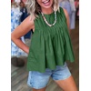 image:imageCicy Bell Womens Summer Peplum Tops Casual Babydoll Sleeveless Cotton Tank Tops Flowy Pleated ShirtsGreen