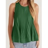 image:imageCicy Bell Womens Summer Peplum Tops Casual Babydoll Sleeveless Cotton Tank Tops Flowy Pleated ShirtsGreen