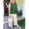 image:imageCicy Bell Womens Summer Peplum Tops Casual Babydoll Sleeveless Cotton Tank Tops Flowy Pleated ShirtsGreen