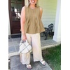 image:imageCicy Bell Womens Summer Peplum Tops Casual Babydoll Sleeveless Cotton Tank Tops Flowy Pleated ShirtsKhaki