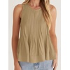 image:imageCicy Bell Womens Summer Peplum Tops Casual Babydoll Sleeveless Cotton Tank Tops Flowy Pleated ShirtsKhaki