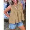 image:imageCicy Bell Womens Summer Peplum Tops Casual Babydoll Sleeveless Cotton Tank Tops Flowy Pleated ShirtsKhaki