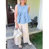 image:imageCicy Bell Womens Summer Peplum Tops Casual Babydoll Sleeveless Cotton Tank Tops Flowy Pleated ShirtsLight Blue