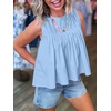 image:imageCicy Bell Womens Summer Peplum Tops Casual Babydoll Sleeveless Cotton Tank Tops Flowy Pleated ShirtsLight Blue