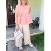 image:imageCicy Bell Womens Summer Peplum Tops Casual Babydoll Sleeveless Cotton Tank Tops Flowy Pleated ShirtsLight Pink