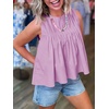 image:imageCicy Bell Womens Summer Peplum Tops Casual Babydoll Sleeveless Cotton Tank Tops Flowy Pleated ShirtsPale Purple