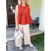 image:imageCicy Bell Womens Summer Peplum Tops Casual Babydoll Sleeveless Cotton Tank Tops Flowy Pleated ShirtsRed