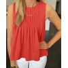 image:imageCicy Bell Womens Summer Peplum Tops Casual Babydoll Sleeveless Cotton Tank Tops Flowy Pleated ShirtsRed