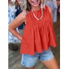 image:imageCicy Bell Womens Summer Peplum Tops Casual Babydoll Sleeveless Cotton Tank Tops Flowy Pleated ShirtsRed
