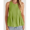 image:imageCicy Bell Womens Summer Peplum Tops Casual Babydoll Sleeveless Cotton Tank Tops Flowy Pleated ShirtsTender Green