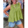 image:imageCicy Bell Womens Summer Peplum Tops Casual Babydoll Sleeveless Cotton Tank Tops Flowy Pleated ShirtsTender Green